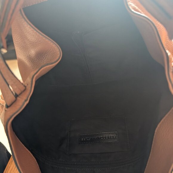 Rebecca Minkoff Purse Isobel Hobo Tote Almond Leather Bag has Magnetic Closer - Picture 4 of 8